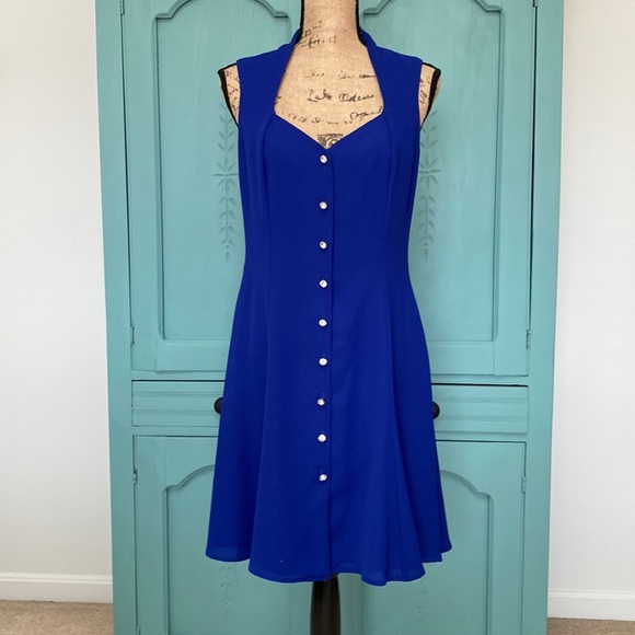 CDC Evening Royal Dress. Rhinestone buttons. Beautiful lining. - Picture 1 of 8